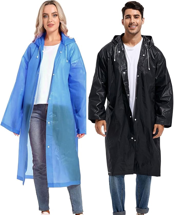 Rain Ponchos for Adults Reusable Raincoats Survival Heavy Duty Military Impermeable 2 Packs Rain Coat…