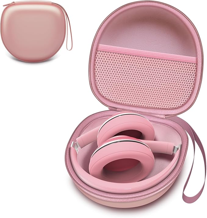 Headphone Case Compatible with Glynzak/BERIBES/TOZO/KVIDIO/Beats/Soundcore Anker/JBL Noise Cancelling Over-Ear Headphones, Rose Gold
