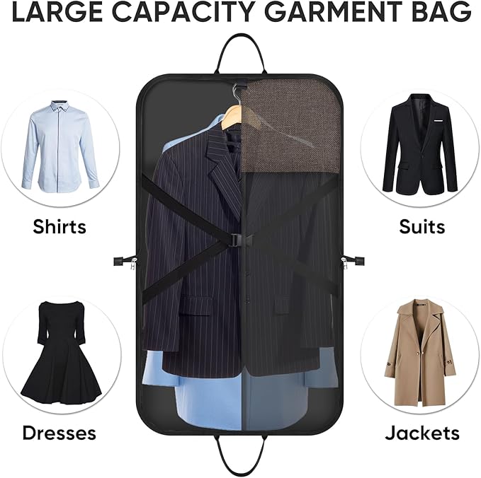 BALEINE Travel Garment Bag, Travel Suit Bag for Men, Water Resistant Carry on Garment Bag for Hanging Clothes, Garment Duffel Bag for Travel Business (Brown)