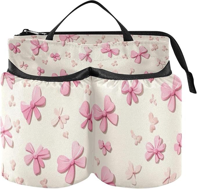 Luggage Cup Holder for Suitcases Free Hands Suitcase Cup Holder Travel Luggage Drink Holder Portable Luggage Cup Caddy Bag Carrier with Handle Pink Bow Cute