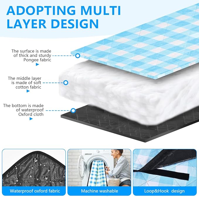 OBTANIM Extra Large Picnic Blanket 80 x 80 Inch Waterproof Foldable Beach Blankets Outdoor Picnic Mat for Camping Grass Lawn Park Music Festival Party Accessories (Blue and White)