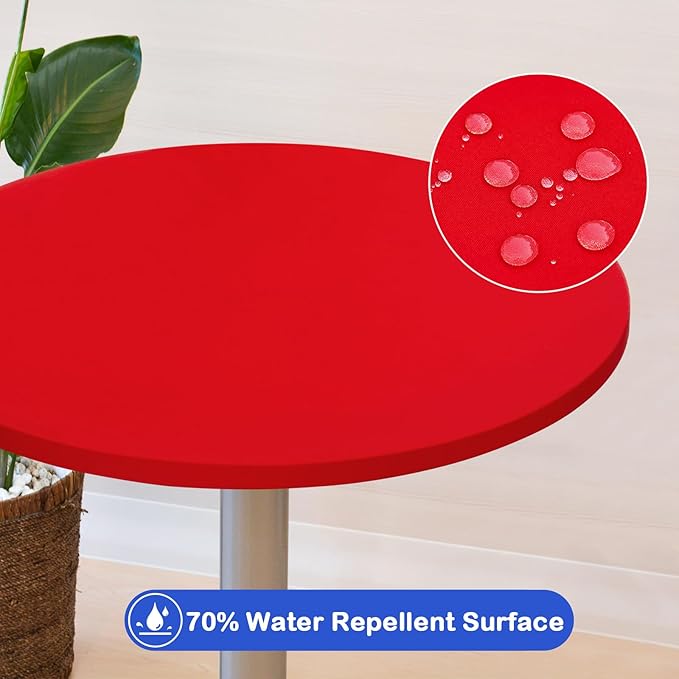 Wolkemer 2 Pack 3 Foot Red Fitted Tablecloth 36 Inch Round Elastic Edges Table Cloth, Spandex Stretch Table Cover with Machine Washable Fabric for Wedding Party Picnic Dining Indoor Outdoor