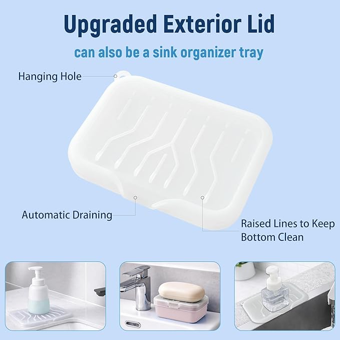 Leakproof Silicone Travel Soap Case: Compact Portable Bar Soap Case with Drainage Layer & Upgraded Lid - 2026 Travel Essentials for Camping, Gym, Shower & Carry-on Bags (Pink)