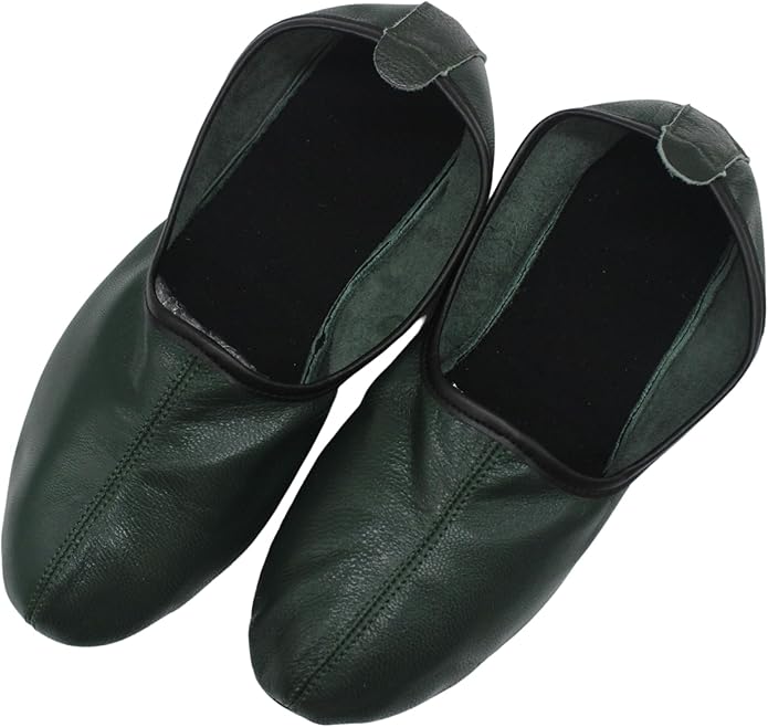 Womens Indoor Leather Slippers Traditional Babouche House Shoes Barefoot Moccasin