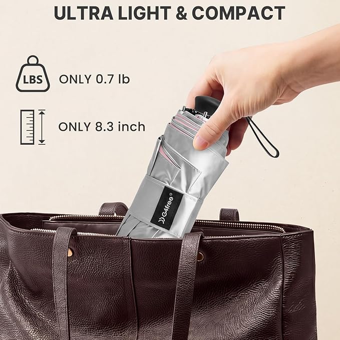 G4Free 46 Inch Mini Travel Umbrella with Retractable Handle, Pocket Size Umbrellas for Sun Rain. UV Protection UPF 50+, Small Compact Umbrella
