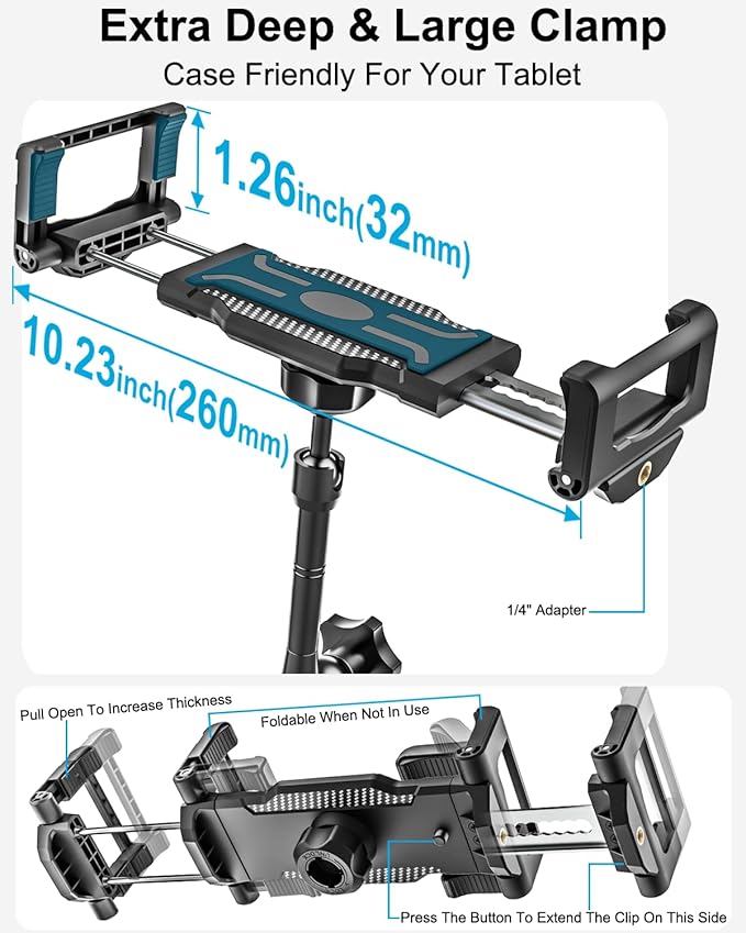 Tablet Holder for Car Cup Holder, [Full Motion Swivel 19.7" Height] Metal Tablet Car Mount for Truck, for iPad Pro Air Mini, Galaxy Tab, Z Fold, Fire, iPhone, 6-15.6" Devices, Cars Trucks SUVs