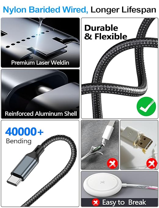 Travel Essentials,Multi Charging Cable for Apple Watch Charger/iPhone Charger/Samsung Charger,USB A & Type C Power Cable for iWatch Ultra/10-2/iPhone 17-11/Samsung S26,Serial Cables,Car[1.2M]-Black