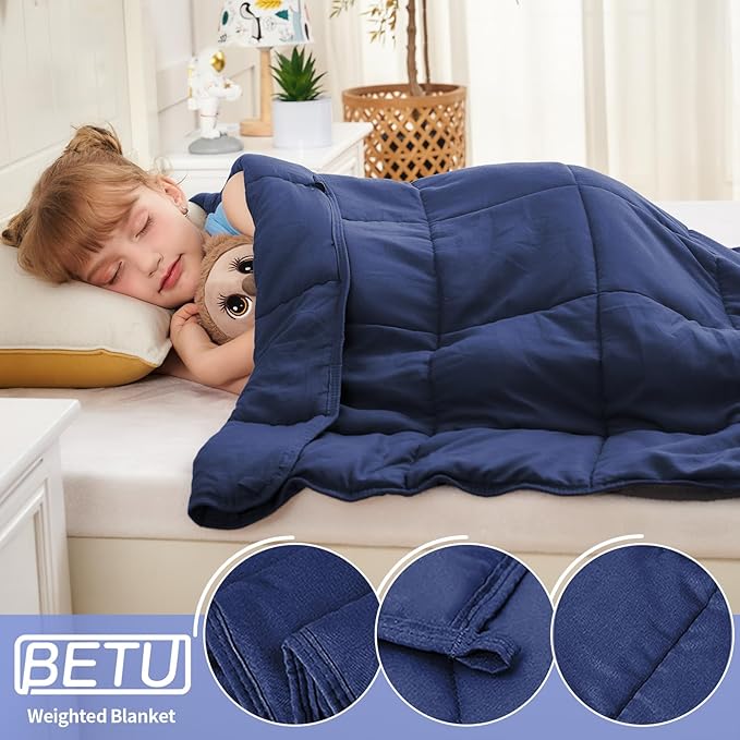 Weighted Blanket Kids 3lbs, 36"x48", Cooling Heavy Throw Blanket for 20-40lbs, Microfiber Soft Thick Big Blankets Weighted Comforter Breathable Gift, Navy