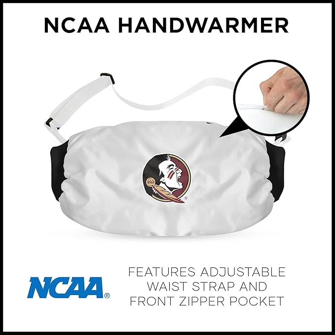 Northwest NCAA Florida State Seminoles Hand Warmer with Adjustable Waist Strap, Officially Licensed Cold Weather Hand Muff for College Sports, Outdoor Sports, Insulated Pocket, Polyester, 7 x 15 in