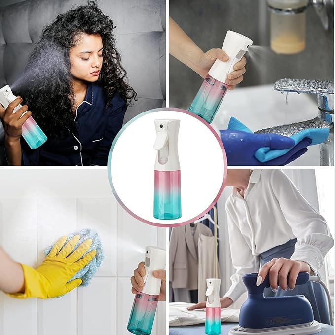 Spray Bottle for Hair (6.8OZ /200ML) Continuous Ultra Fine Mist Sprayer for Hair, Salons, Barber, Plants, Skin Care, 1 Pack Pure Black