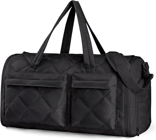 BAGSMART Garment Duffel Bag, Convertible 2-in-1 Puffy Water-Resistant Carry-On with Shoe Compartment (A-Black)