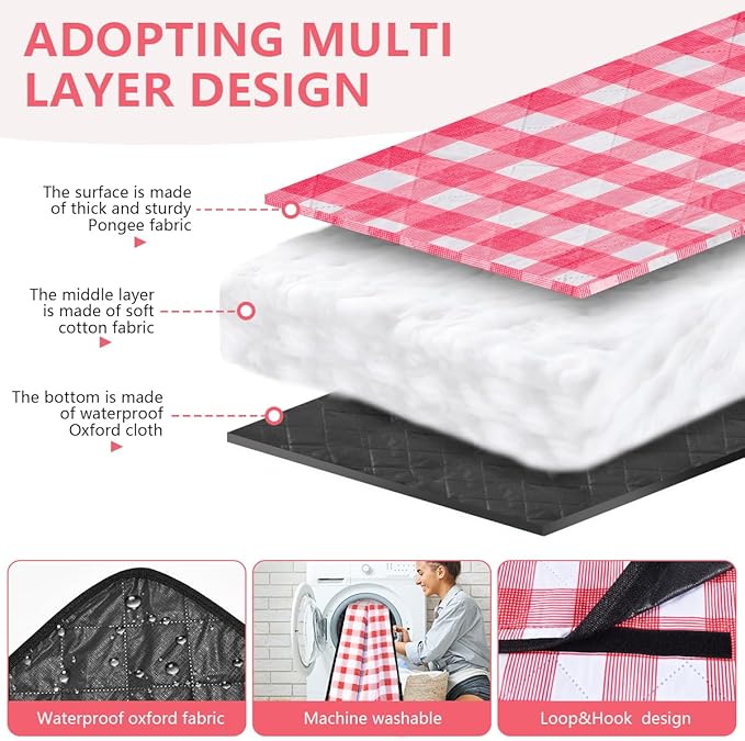 OBTANIM Extra Large Picnic Blanket 80 x 80 Inch Waterproof Foldable Beach Blankets Outdoor Picnic Mat for Camping Grass Lawn Park Music Festival Party Accessories (Red and White)