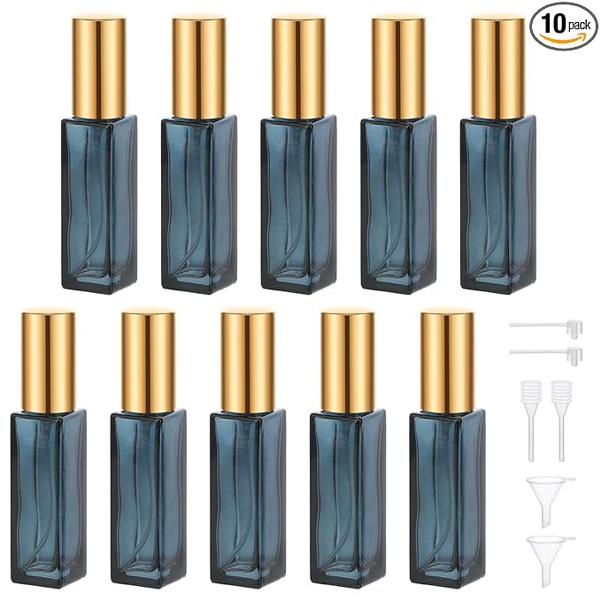 Segbeauty 0.34oz Atomizer Sprayer for Perfume, 10pcs Glass Perfume Bottles Empty, 10ml Travel Refillable Cologne Bottle Portable Sprayer Atomizer Travel Accessory Toiletries Cosmetic Dispenser Bottle
