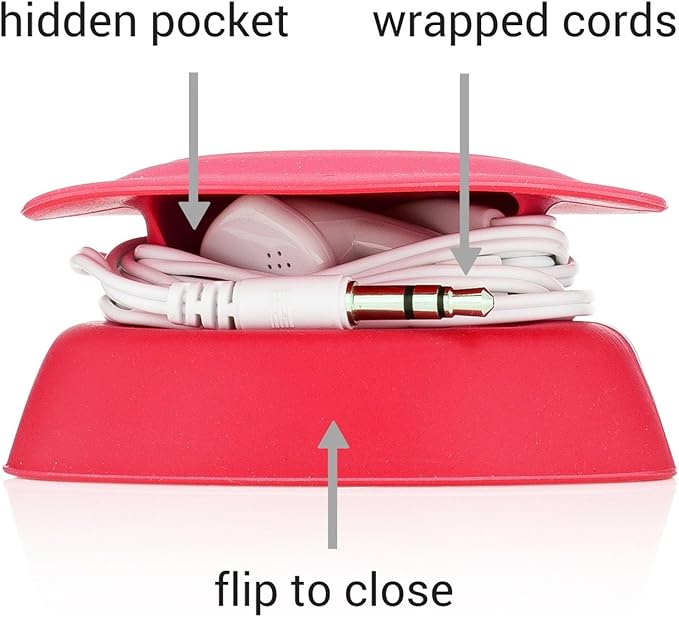 Budley - Tangle-Free Earphone/Earbud Case, Compact Storage System, Silicone (Red, Set of 1)