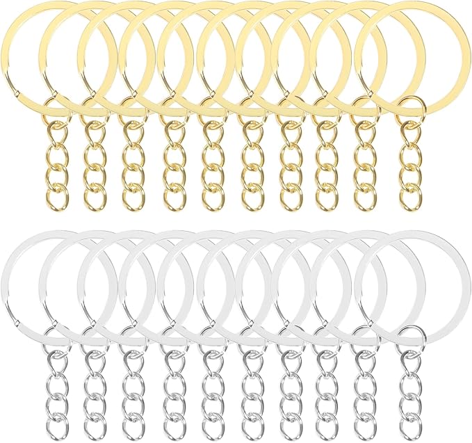 50Pcs Keychain Key Ring with Chain Bulk Split Key Chain,1.1 Inch Key Chains Parts with Open Jump Ring Connector for Jewelry Making Crafts (Mixed Colors)