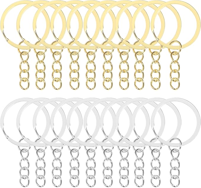 100Pcs Keychain Key Ring with Chain Bulk Split Key Chain,1.1 Inch Key Chains Parts with Open Jump Ring Connector for Jewelry Making Crafts (Mixed Colors)