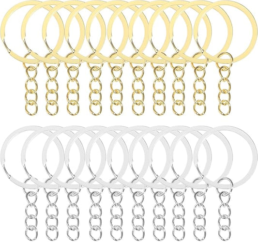 100Pcs Keychain Key Ring with Chain Bulk Split Key Chain,1.1 Inch Key Chains Parts with Open Jump Ring Connector for Jewelry Making Crafts (Mixed Colors)