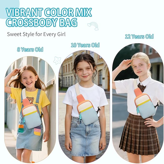 Birthday Gifts for 8 9 10 11 12 Year Old Teens Girls Kids, Fanny Pack Crossbody Bag Sling Belt Bags Purse, Dorm Travel Essentials for Girls Fashion, Preppy Tween Teen Girl Gift Trendy Stuff