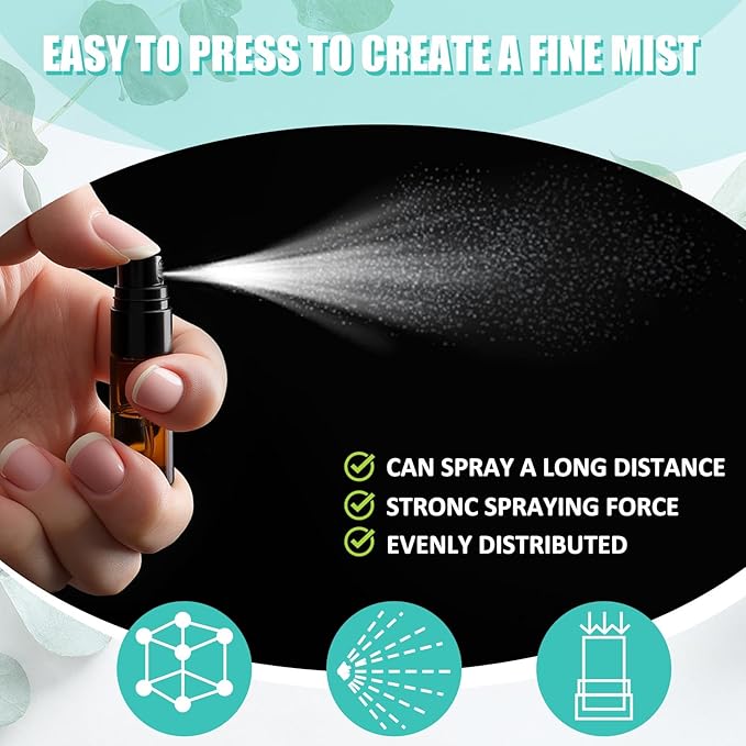 Zhehao 1 Pcs Mini Spray Bottles 3 ml Clear Glass Perfume Bottles Refillable Fine Mist Perfume Atomizer Portable Empty Sample Containers for Cleaning, Essential Oils, Travel (Amber)