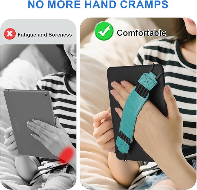 HoYiXi Universal Soft Hand Strap for 6-7 Inch eReader Tablet Compatible with Kobo/Pocketbook/Tolino/Paperwhite/Nook eReader,for 6", 6.8", 7" eReader,High Elasticity Hand Strap for Tablet,Cyan