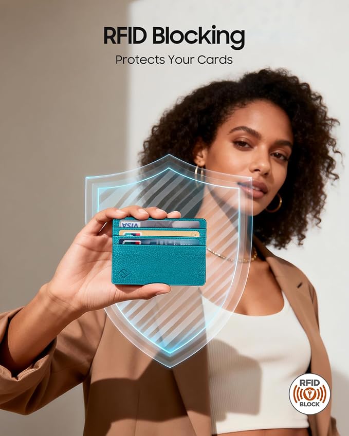 FINTIE Slim Minimalist Front Pocket Wallet, RFID Blocking Credit Card Holder Card Cases with ID Window for Men Women, Legacy Teal