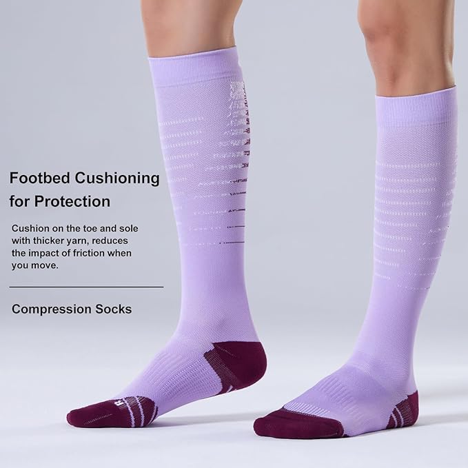 CS CELERSPORT 3 Pairs Compression Socks for Men and Women 20-30 mmHg Running Support Socks