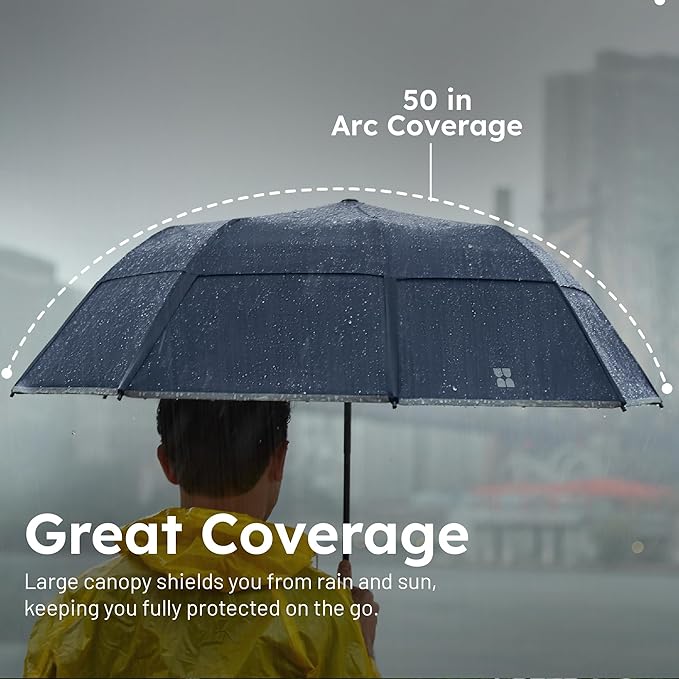 Weatherman Premium Collapsible Travel Umbrella - Windproof, Compact, Easy Auto Open - Resists Up to 55 MPH Winds - Perfect for Rain, Wind, Backpack, Car - Folding Umbrella (Red)
