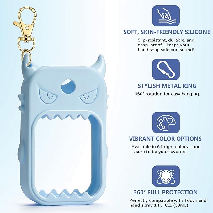 JAMIEWIN Spray Hand Sanitizer Silicone Case Compatible with Touchland Hand Sanitizer 1 FL OZ Holder Accessory with Keychain