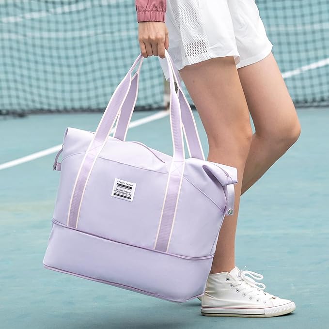 Travel Duffel Bag, Sports Tote Gym Bag, Shoulder Weekender Overnight Bag for Women