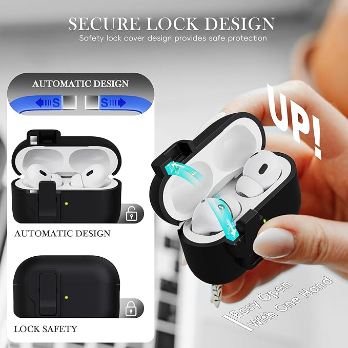 R-fun for AirPods Pro 3 Case with Cleaning Kit, Soft Liquid Silicone Rubber Protective Cover, Compatible with AirPods Pro 3rd Generation Case (2025), Compatible with MagSafe, Black