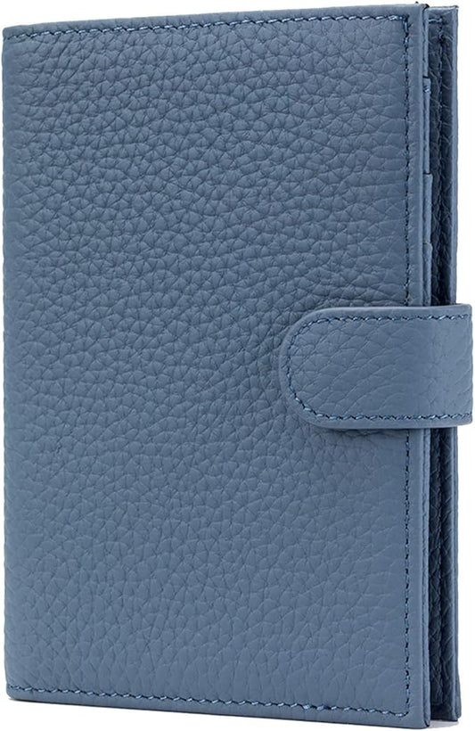 Karmiir RFID Slim Passport Holder for Man & Women, Compact Leather Passport Wallet with Card Holders SIM Slots, Zippered Coins Pocket and Cash Holder Travel Passport Cover Case, Dark Blue