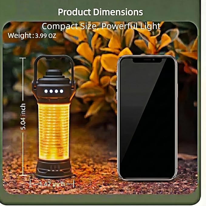 USB Rechargeable Camping Lights, 6 Lighting Modes Small Camping Lantern with Camping Flashlights, 2-in-1 Portable Tent Light with Lanyard, Suitable for Camping, Outdoor Hiking, Emergency Scenarios.
