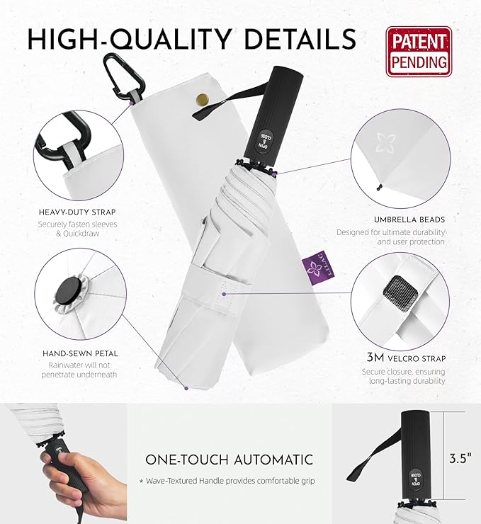 Windproof Travel Umbrella for Rain - 43" Compact Folding Umbrella, Reinforced Strong Frame, Lightweight Portable Parasol with UPF 100+ UV Sun Protection, Cruise Ship Essentials