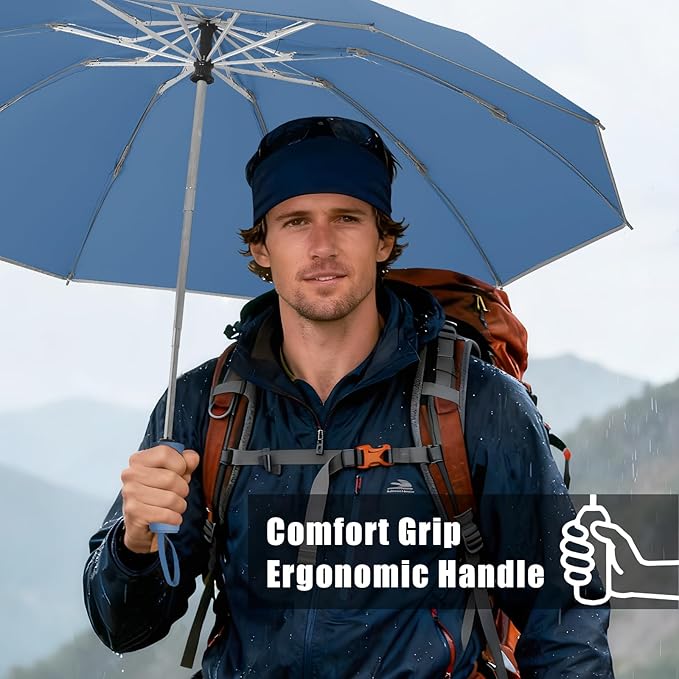 Fogkey Large Windproof Travel Umbrella - Reverse Auto Folding Car Umbrella for Rain and Sun, Compact Inverted Design with Waterproof Canopy, 10 Durable Ribs, Fits Backpack, Portable for Women & Men