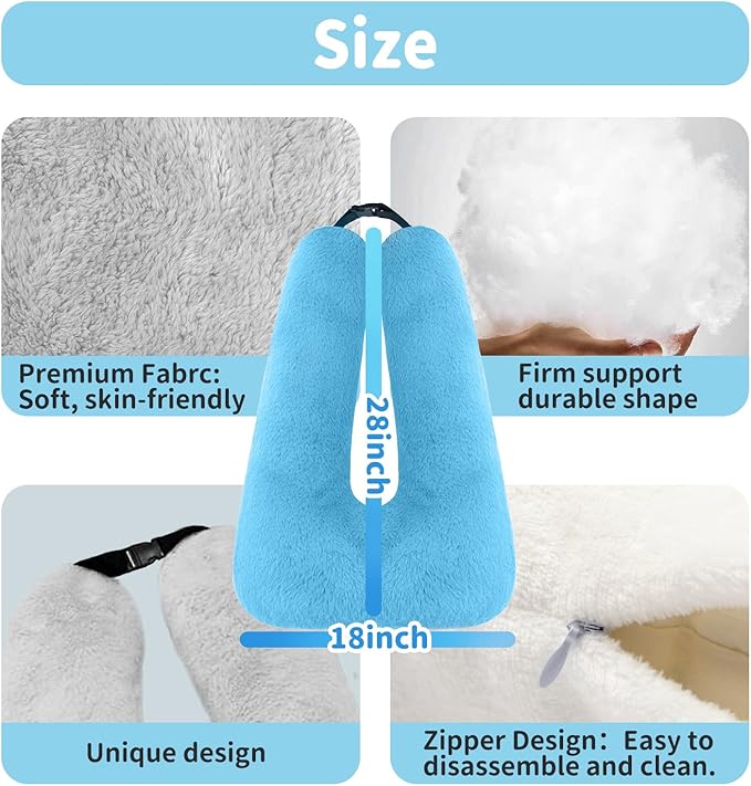 Car Pillow for Kids, Travel Pillow for Car, Car Sleeping Pillow for Kids and Adults with Adjustable Strap, Car Travel Essentials, Road Trip Pillow for Head and Neck Support, Purple