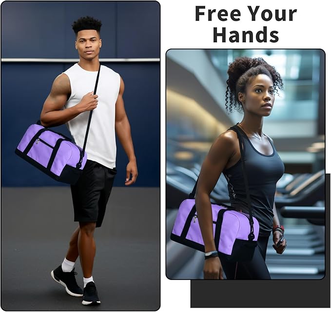 Apenze Small Gym Bag 14 inch lightweight Carry On Mini Duffel Bag for Travel Sport - Purple