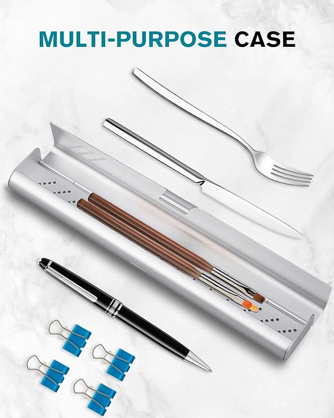 Toothbrush Case Cover for Traveling, Aluminum Toothbrush Holder for Manual Toothbrush + Mini Toothpaste, Portable Tooth Brush Storage Box for Camping Business Trip-Silver (1 Pack)