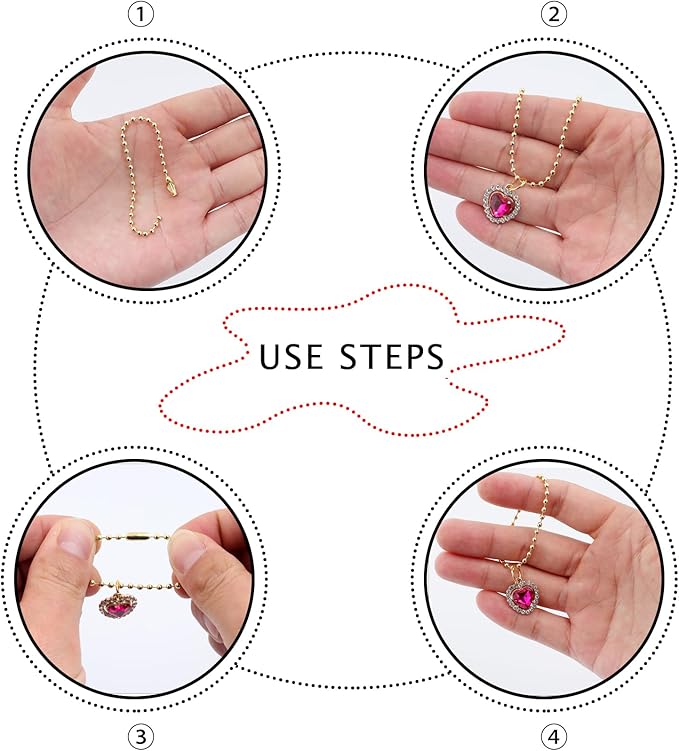 Lemonkey 100Pcs Ball Beads Chain Bulk,Bronze Keychain Rings Metal Chain,4 Inch Dog Tag Metal Small Chains with Connectors for Hanging Decoration
