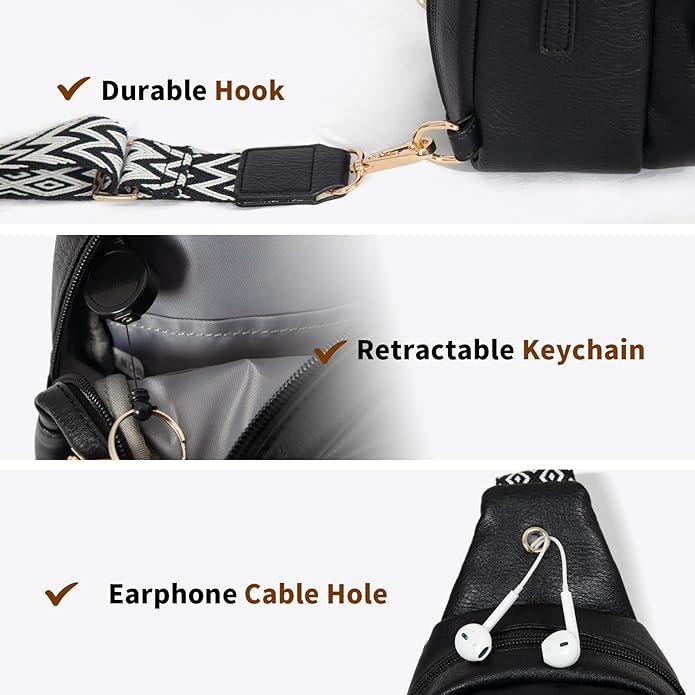OSOCE Crossbody Bags for Women Sling Bag Anti Theft PU Leather Travel Chest Purse Small Adjustable Strap Fits Large Phone