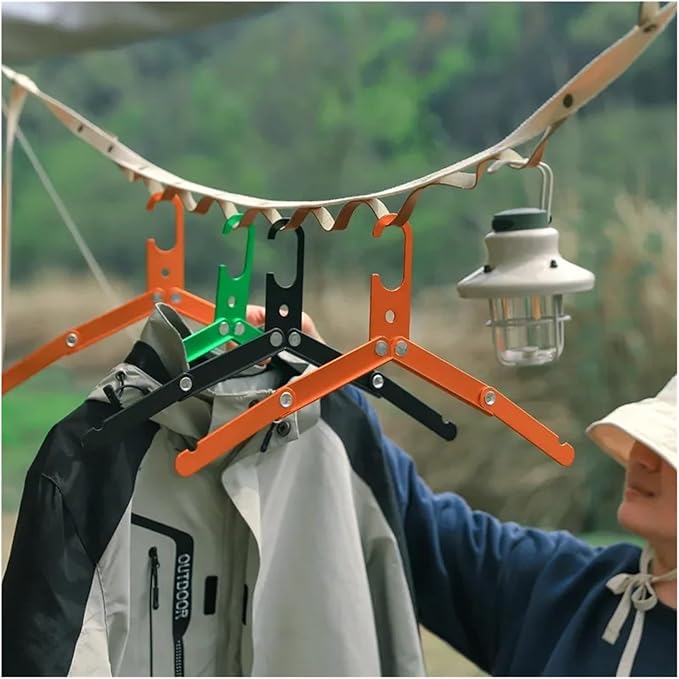 Aluminum Foldable Portable Hangers, Ultra - Light Non - Slip for Business Trips, Road Trips & Outdoor Camping(Gold)