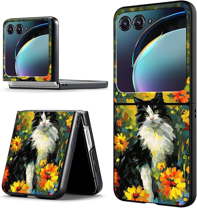 for Motorola Razr 2025 Case,for Moto Razr 60 Phone Case Cute Slim Hard PC Ultra-Thin Anti-Scratches Shockproof Protective Phone Cover,Watercolor Cat Floral