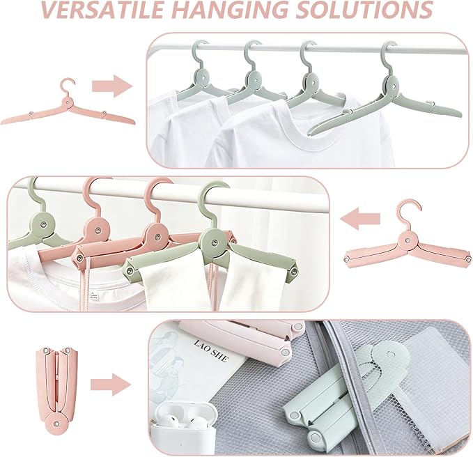 SALLO Foldable Travel Hangers 6 Pack – Portable Collapsible Clothes Hangers for Suitcase, Cruise, Hotel & Camping – Space Saving Lightweight Design
