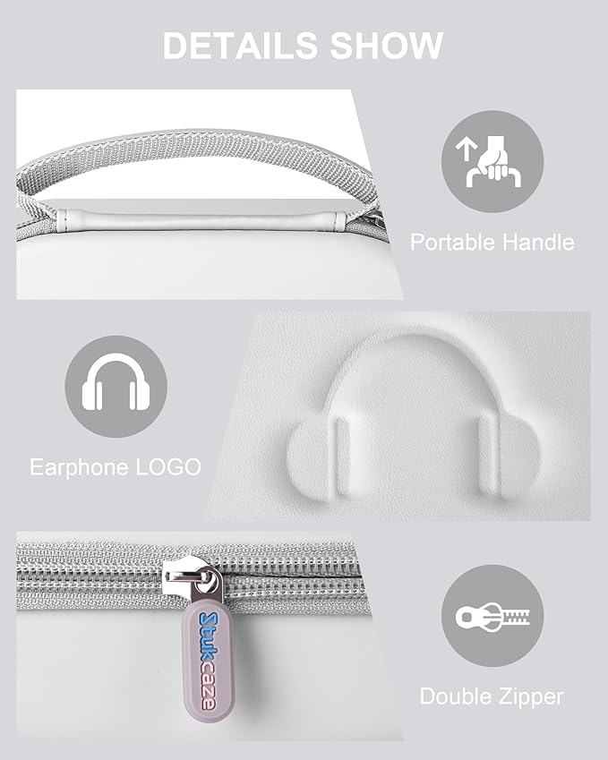 Headphone Case for Sony WH-CH720N Soundcore by Anker Q20i, Hard Portable Over Ear Headphone Carrying Case, Wireless Headphone Storage Protective Case for Travel Home (Grey)