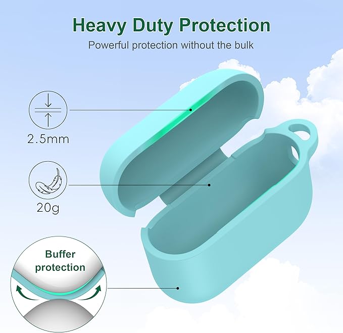 R-fun for AirPods Pro 3 Case (2025), Soft Silicone Protective Case Cover Compatible with Apple AirPods Pro 3rd Generation (USB-C Cable) for Women Men with Cleaning Kit and Keychain, Glow Blue
