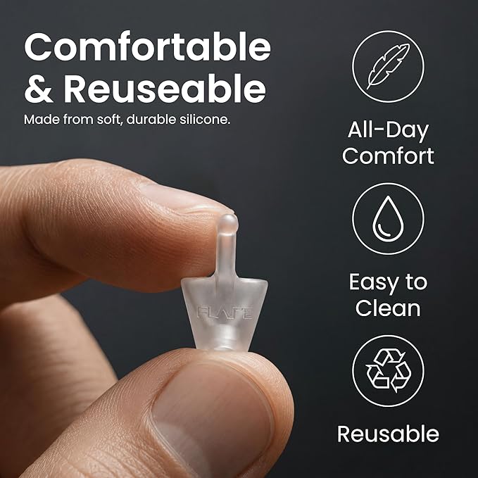 Flare Audio Calmer | Noise Reducing Ear Plugs Alternative | Silicone Reusable Ear Plugs for Noise Sensitivity, Focus and Travel | Ear Plugs for Noise Reduction (Standard, Translucent)