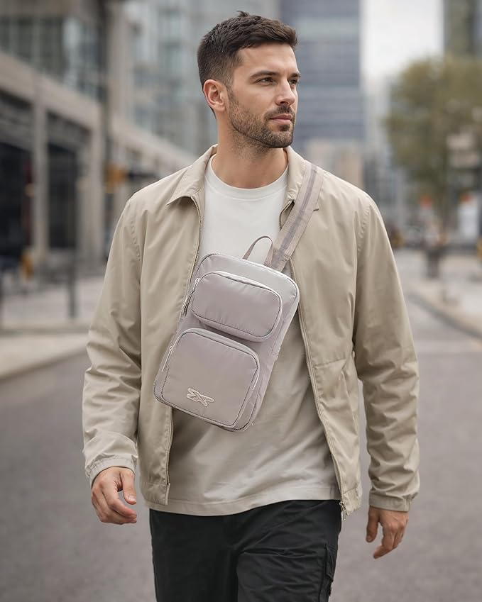 Reebok Unisex Crossbody Bag - Convertible Compact Durable Cross Body Bag for Women and Men - Gym and Travel Essentials, Size One Size, Mikayla Stucco