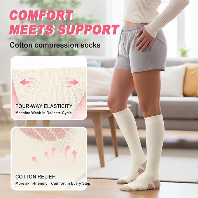 4 Pairs Compression Socks for Women Circulation-Best Support for Nurses,Running,Athletic,Travel