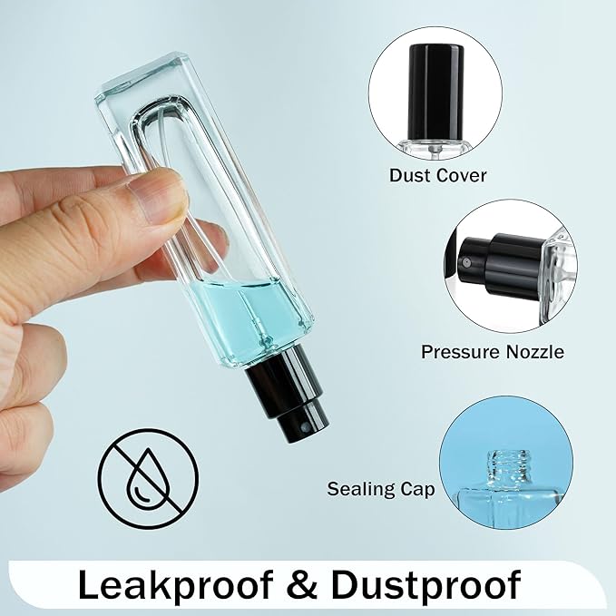 YU FENG 6 Pack Clear Glass Perfume Sprayer Bottle, 30ml Portable Perfume Fine Mist Sprayer, Empty Refillable Travel Perfume Bottle