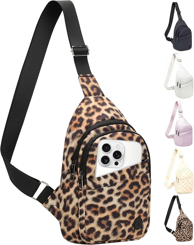 MAXTOP Crossbody Bags for Women Lightweight Sling Chest Bag Fanny Packs for Travel Casual Outdoors Leopard Brown