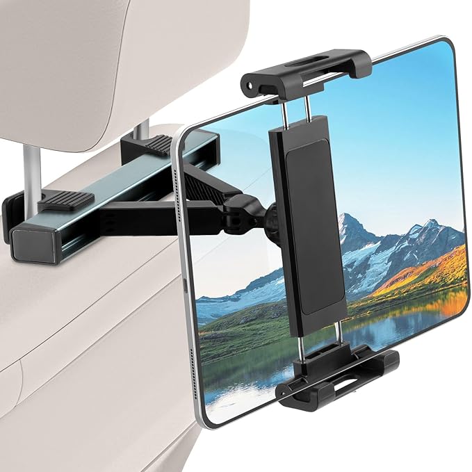 Tablet Holder for Car, Triangle Extension Arm Adjustable Car Back Seat Tablet Holder Road Trip Essentials Headrest Tablets Cars Mount Compatible with iPad Pro, Air, Mini, 4.7-11" Devices